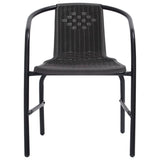 Garden Chair Set of 4 Black Plastic rattan Standard Stackable 3107703
