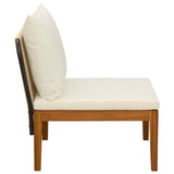 Garden Middle Sofa with Cushions Solid Acacia Wood & Rope 42022076