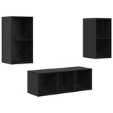 TV Cabinet Set Wall-mounted 3 pcs Black Oak Engineered Wood 3393379