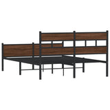 ZNTS Bed Frame without Mattress Brown Oak 140x200 cm Engineered Wood 4017345