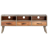 TV Cabinet Grey 130x35x51 cm Solid Rough Mango Wood 321805