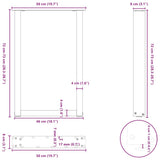 Dining Table Legs U-Shaped 2 pcs White 50x cm Steel 4013177
