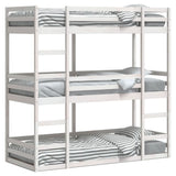 Triple Bunk Bed without Mattress White 90x190 cm Single Solid Wood Pine 3284258