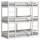 Triple Bunk Bed without Mattress White 75x190 cm Small Single Solid Wood Pine 3284261