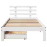 Bed Frame with Drawers without Mattress White75x190 cm 3301995