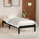 810011 Bed Frame without Mattress Black Solid Wood 100x200 cm