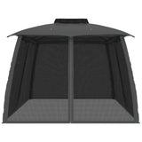Gazebo with Double Roof and Mesh Walls Anthracite 3.93x2.93 m Steel 368452