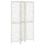 Room Divider 3 Panels White Solid Wood Paulownia 358734
