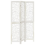Room Divider 3 Panels White Solid Wood Paulownia 358734