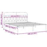Metal Bed Frame without Mattress with Headboard Black 193x203cm 377123