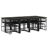 13 Piece Garden Dining Set Black Poly Rattan 3295045