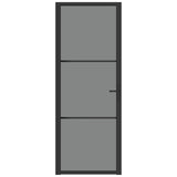 Interior Door 76x201.5 cm Black ESG Glass and Aluminium 350560