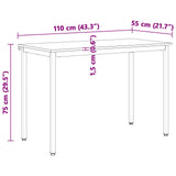 Dining Table Natural 110 x 55 x 75 cm Solid Pine Wood 892785