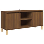 TV Cabinet with Solid Wood Legs Brown Oak 103.5x35x50 cm 813160