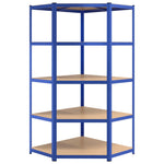 ZNTS 5-Layer Corner Shelf Blue Steel&Engineered Wood 152870