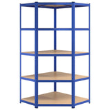 ZNTS 5-Layer Corner Shelf Blue Steel&Engineered Wood 152870
