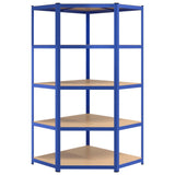 5-Layer Corner Shelf Blue Steel&Engineered Wood 152870
