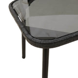 Coffee Table Black 90 x 45 x 43 cm Poly Rattan and glass 4108267