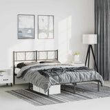 Metal Bed Frame without Mattress with Headboard Black 150x200cm 372181