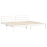 Bed Frame without Mattress White Super King Size Solid Wood 3194912