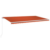 ZNTS Manual Retractable Awning with LED 600x300 cm Orange and Brown 3068965