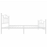 Metal Bed Frame without Mattress with Footboard White 107x203cm 353502