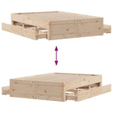 Bed Frame without Mattress with Drawers 140x190 cm Solid Wood Pine 3308816