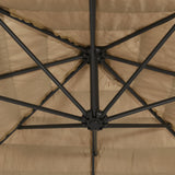 Garden Parasol with LEDs and Steel Pole Brown 300x200x250 cm 4005118