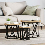 Nesting Side Table 3 pcs Artisan Oak Engineered Wood and Steel 868260