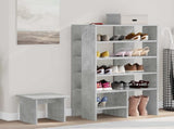 Shoe Cabinet with Shelf 2 pcs Concrete Grey Engineered Wood 8000383