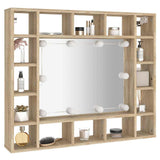 Mirror Cabinet with LED Sonoma Oak 91x15x76.5 cm 808867