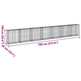 Gabion Basket with Cover 700x50x100 cm Galvanised Iron 3295148