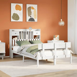 Bookcase Bed without Mattress White 135x190 cm Double Solid Wood Pine 3321825