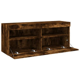 TV Wall Cabinet with LED Lights Smoked Oak 100x30x40 cm 837215