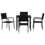Garden Dining Set with Cushion 5 pcs Black Poly Rattan 3380037