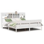 ZNTS Bookcase Bed without Mattress White 200x200 cm Solid Wood Pine 3321843