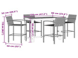 Garden Bar Set Grey Solid Acacia wood, PE rattan, Powder-coated steel 3295290