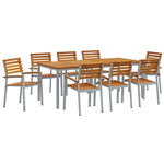 ZNTS 9 Piece Garden Dining Set Solid Wood Acacia and Metal 3284412