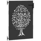 Garden Gate with Lock Black 85 x 150 cm Powder-coated steel 42015861