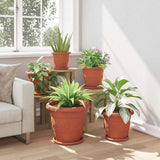 Round Flower Pot 6 pcs Brick Red 39 x 32 cm Plastic 42020283