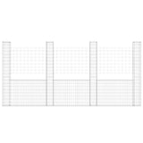 U-shape Gabion Basket with 4 Posts Iron 380x20x200 cm 151291