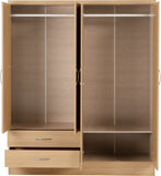 ZNTS Nevada 4 Door 2 Drawer Mirrored Wardrobe 100-101-102