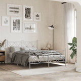 Metal Bed Frame without Mattress with Footboard White 140x200cm 376570