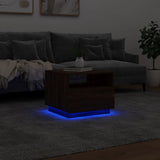 ZNTS Coffee Table with LED Lights Brown Oak 50x49x40 cm 839832