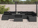 Sofa Set with Cushion with Storage 9 pcs Black Poly Rattan 3349059