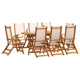 9 Piece Garden Dining Set Solid Wood Acacia and Textilene 3279271