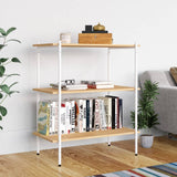 3-Tier Shelving Unit White and Oak 80x40x92 cm 336342