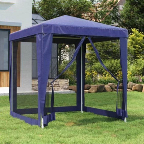 ZNTS Party Tent with 4 Mesh Sidewalls Blue 2x2 m HDPE 319217