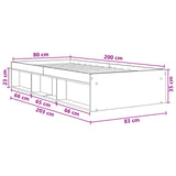 Bed Frame with Storage Smoked Oak 80 x 200 cm Engineered Wood 3429519