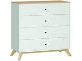 4 Drawer Storage Cabinet, Chest of Drawers for Bedroom Living Room, Light Green and Oak T3398P554115